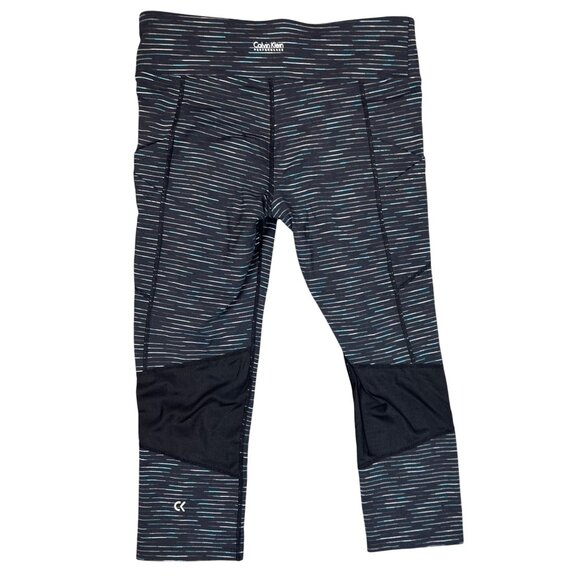 Calvin Klein Performance Sweat-Wicking Striped Cropped Leggings - Medium - Picture 2 of 9